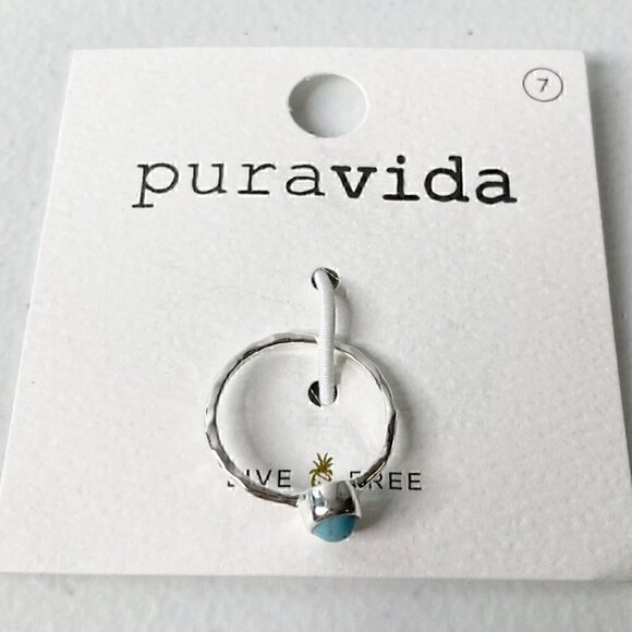Pura Vida Ring 925 Silver Turquoise Boho Ring Size 7 - Picture 7 of 15